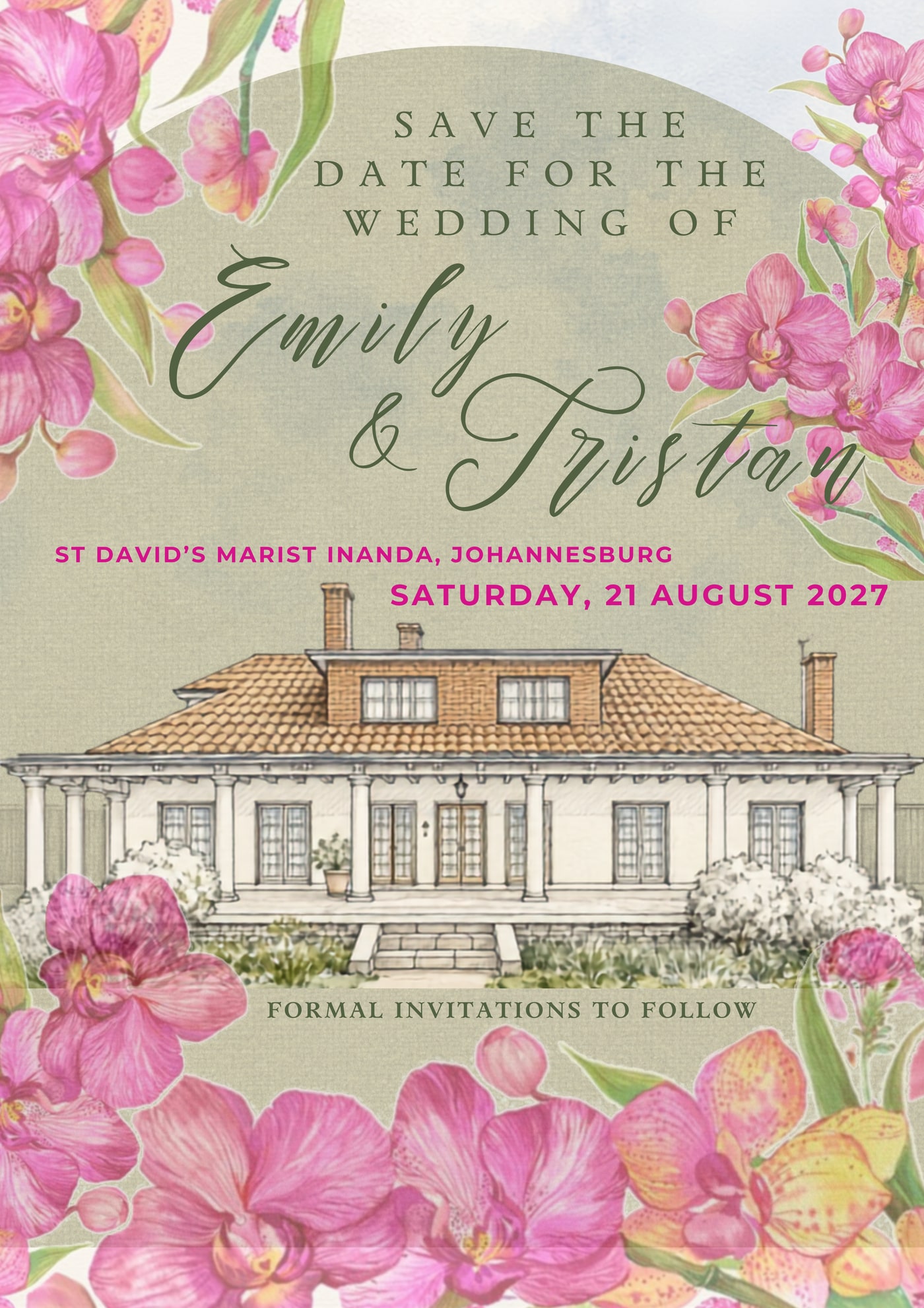 The printed save-the-date card